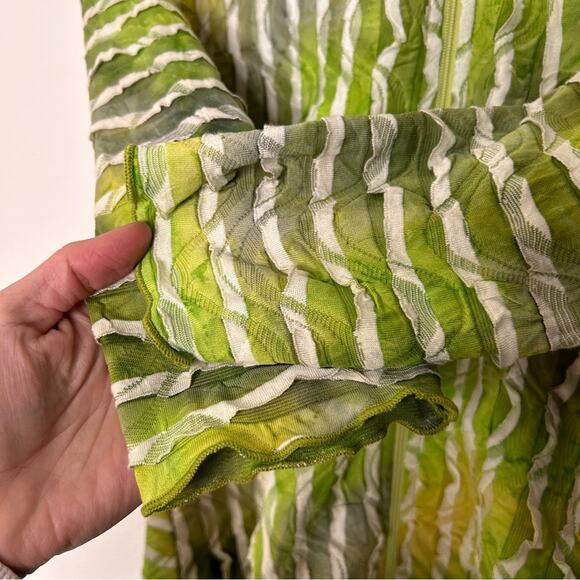 Snoskins XS Jacket Zip Front Textured Crinkle Green Yellow Lightweight - Picture 4 of 8